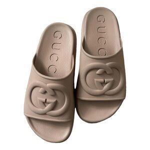 Gucci Tan Logo Slide Sandals